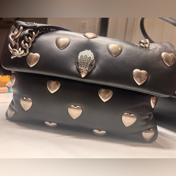 Kurt Geiger Black Bag with Silver Heart Accents - Picture 1 of 4